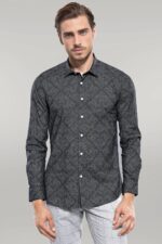 Patterned Smoked Long Sleeve Shirt