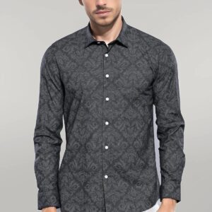 Patterned Smoked Long Sleeve Shirt | Wessi