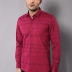 Patterned Striped Burgundy Shirt-Wessi