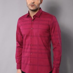 Patterned Striped Burgundy Shirt-Wessi