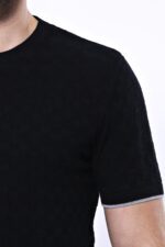 Patterned-Tricot-Knitted-Black-Men-T-Shirt-Wessi-1