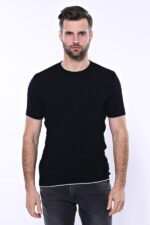 Patterned-Tricot-Knitted-Black-Men-T-Shirt-Wessi-2