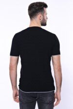 Patterned-Tricot-Knitted-Black-Men-T-Shirt-Wessi-4
