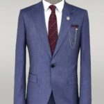 Patterned Two Piece Blue Men Suit - Wessi