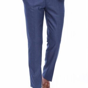 Patterned Two Pockets Navy Blue Men Pants - Wessi
