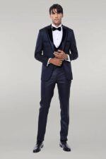Patterned-Velvet-Lapel-Navy-Blue-Men-Tuxedo-Wessi-1