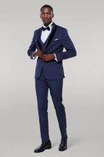 Patterned-Velvet-Lapel-Navy-Blue-Tuxedo-Wessi-1