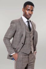 Patterned-Vested-Slim-Fit-Dark-Beige-Mens-Suit-Wessi-4