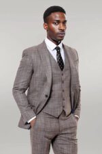 Patterned-Vested-Slim-Fit-Dark-Beige-Mens-Suit-Wessi-5