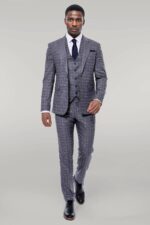 Patterned-Vested-Slim-Fit-Navy-Blue-Men-Suit-Wessi-1