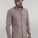 Patterned Wool Dark Brown Shirt - Wessi