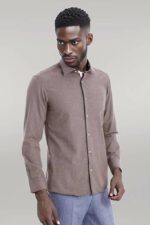 Patterned Wool Dark Brown Shirt