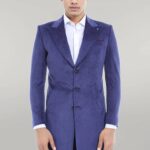 Peak Lapel Blue Men Coat - Wessi