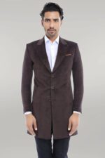 Peak Lapel Brown Men Coat