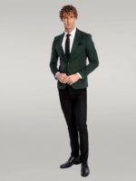 Peak-Lapel-Single-Button-Plain-Green-Men-Blazer-Wessi-2