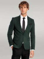 Peak-Lapel-Single-Button-Plain-Green-Men-Blazer-Wessi-3