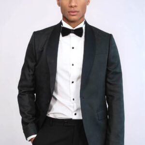 Pentagon Patterned Shawl Lapel Black Men Evening Jacket - Wessi