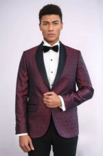 Pentagon-Patterned-Shawl-Lapel-Burgundy-Men-Dinner-Jacket-Wessi-3