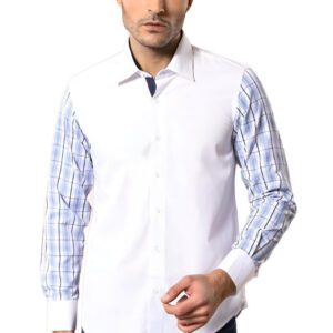 Plaid Arm White Shirt-Wessi