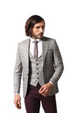 Plaid Black Blazer with Grey Vest