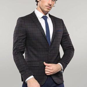 Plaid Brown Jacket with Handkerchief - Wessi