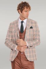Plaid Brown Men Suit