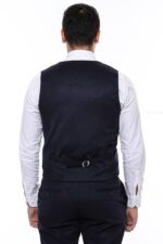 Plaid-Collared-Double-Breasted-Navy-Blue-Men-Vest-Wessi-5