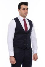 Plaid-Collared-Double-Breasted-Navy-Blue-Men-Vest-Wessi-6