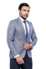 Plaid Cotton Blue Sport Coat