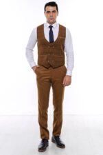 Plaid-Double-Breasted-Tan-Men-Vest-Wessi-3