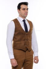 Plaid-Double-Breasted-Tan-Men-Vest-Wessi-5