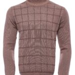Plaid Half Turtleneck Beige Sweater - Wessi