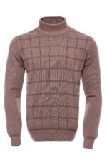 Plaid Half Turtleneck Beige Sweater