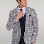 Plaid Navy Blue Men Suit - Wessi