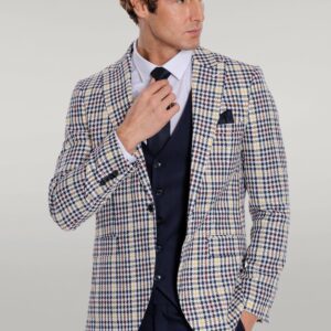 Plaid Navy Blue Men Suit - Wessi