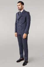 Plaid-Navy-Blue-Mens-Double-Breasted-Suit-Wessi-1