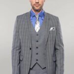 Plaid Navy Slim-Fit Vested Suit | Wessi