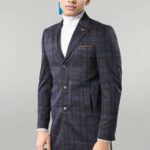 Plaid Over Knee Smoked Men Coat - Wessi