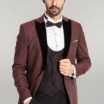 Plaid Patterned Burgundy Tuxedo | Wessi