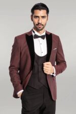 Plaid Patterned Burgundy Tuxedo