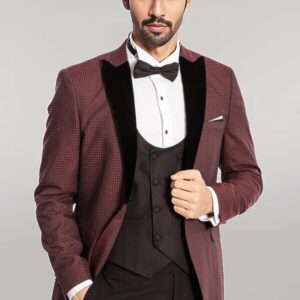 Plaid Patterned Burgundy Tuxedo | Wessi