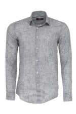 Plaid Slim Fit Black Men Shirt