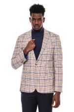 Plaid-Slim-Fit-Brown-Blue-Men-Blazer-Wessi-5