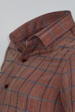 Plaid-Slim-Fit-Brown-Men-Shirt-Wessi-3