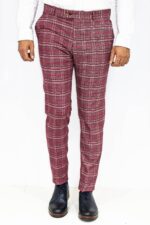 Plaid-Slim-Fit-Burgundy-Men-Pants-Wessi-2