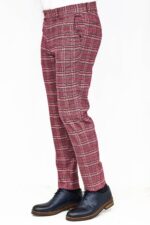 Plaid-Slim-Fit-Burgundy-Men-Pants-Wessi-3