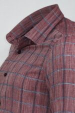 Plaid-Slim-Fit-Burgundy-Men-Shirt-Wessi-2