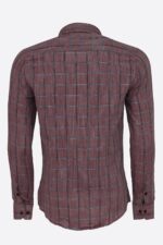 Plaid-Slim-Fit-Burgundy-Men-Shirt-Wessi-4
