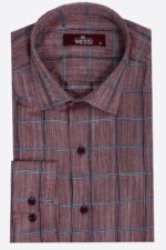 Plaid-Slim-Fit-Burgundy-Men-Shirt-Wessi-5