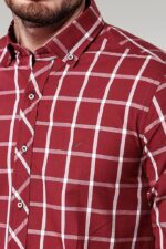 Plaid-Slim-Fit-Burgundy-Shirt-Wessi-1